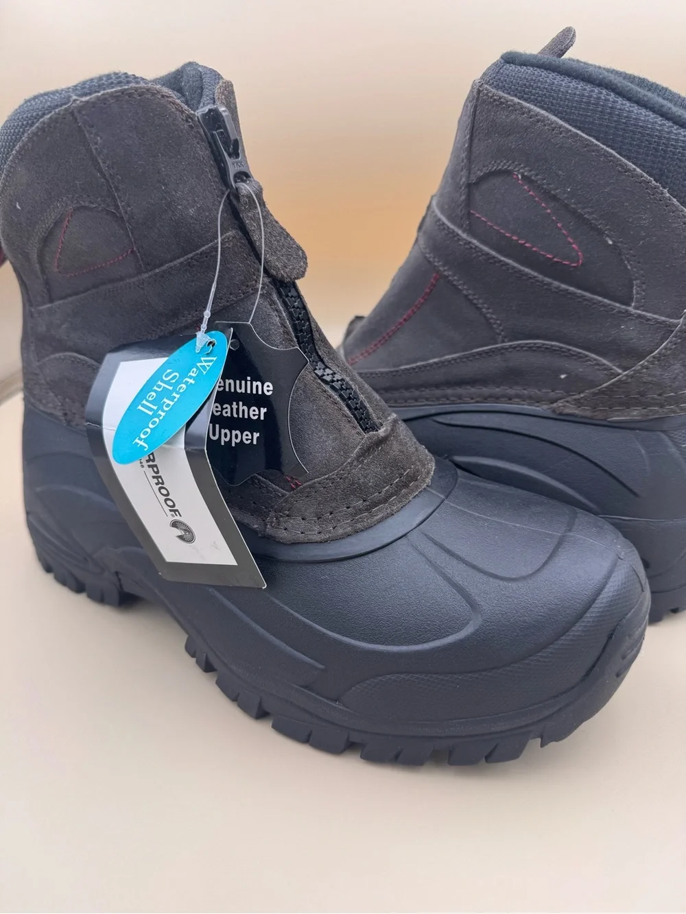 Weatherproof Black and Brown Men's Winter Boots Zip closure Size 8M